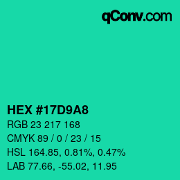 Color code: HEX #17D9A8 | qconv.com
