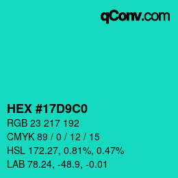 Color code: HEX #17D9C0 | qconv.com