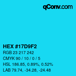 Color code: HEX #17D9F2 | qconv.com