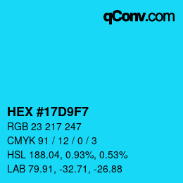 Color code: HEX #17D9F7 | qconv.com