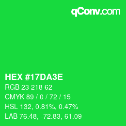 Color code: HEX #17DA3E | qconv.com