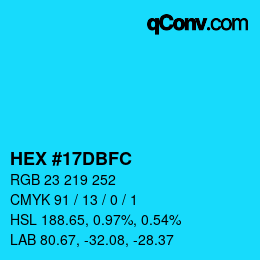 Color code: HEX #17DBFC | qconv.com