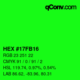 Color code: HEX #17FB16 | qconv.com
