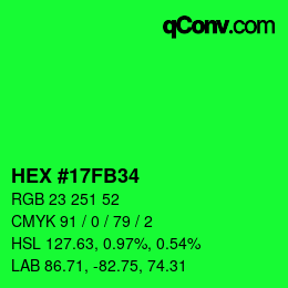 颜色代码: HEX #17FB34 | qconv.com