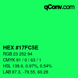 Code couleur: HEX #17FC5E | qconv.com