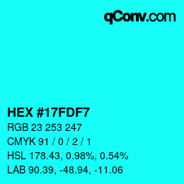 Color code: HEX #17FDF7 | qconv.com