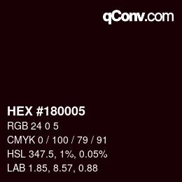 カラーコード: HEX #180005 | qconv.com