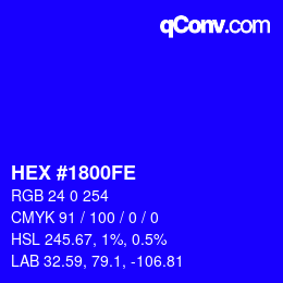Color code: HEX #1800FE | qconv.com