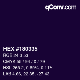 カラーコード: HEX #180335 | qconv.com