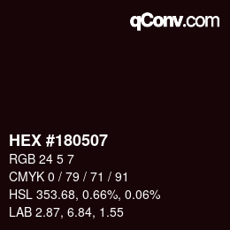 カラーコード: HEX #180507 | qconv.com