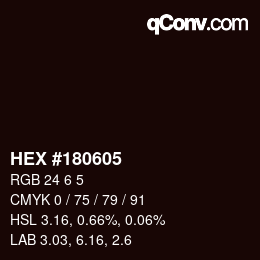 颜色代码: HEX #180605 | qconv.com