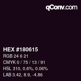 カラーコード: HEX #180615 | qconv.com