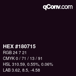 Farbcode: HEX #180715 | qconv.com