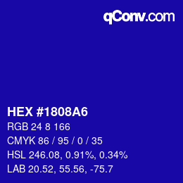 Color code: HEX #1808A6 | qconv.com