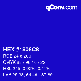 Color code: HEX #1808C8 | qconv.com