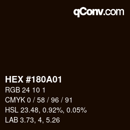 カラーコード: HEX #180A01 | qconv.com