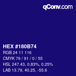 Color code: HEX #180B74 | qconv.com