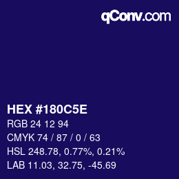 カラーコード: HEX #180C5E | qconv.com