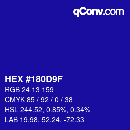 カラーコード: HEX #180D9F | qconv.com