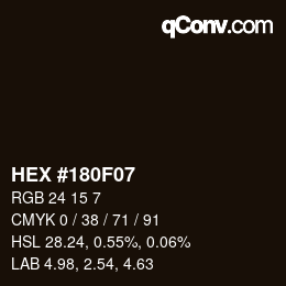 Farbcode: HEX #180F07 | qconv.com