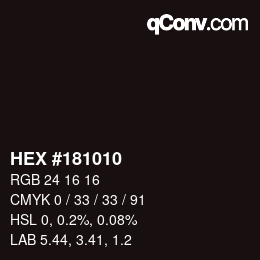 Color code: HEX #181010 | qconv.com