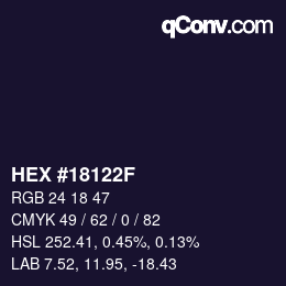 Color code: HEX #18122F | qconv.com