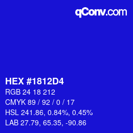 Color code: HEX #1812D4 | qconv.com