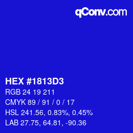 颜色代码: HEX #1813D3 | qconv.com