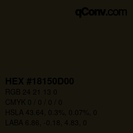 Color code: HEX #18150D00 | qconv.com