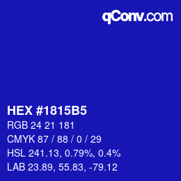 Code couleur: HEX #1815B5 | qconv.com
