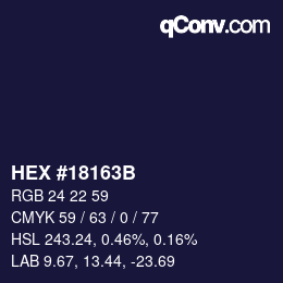 Color code: HEX #18163B | qconv.com