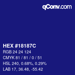 Color code: HEX #18187C | qconv.com
