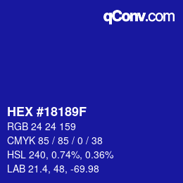 カラーコード: HEX #18189F | qconv.com