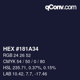 Color code: HEX #181A34 | qconv.com