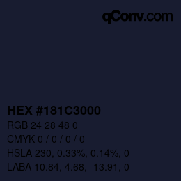 Farbcode: HEX #181C3000 | qconv.com