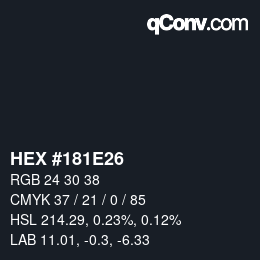 颜色代码: HEX #181E26 | qconv.com