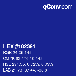 颜色代码: HEX #182391 | qconv.com