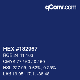Color code: HEX #182967 | qconv.com