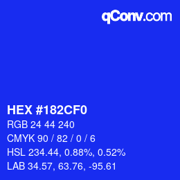 Color code: HEX #182CF0 | qconv.com