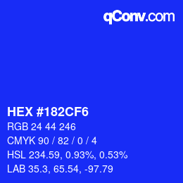 Color code: HEX #182CF6 | qconv.com