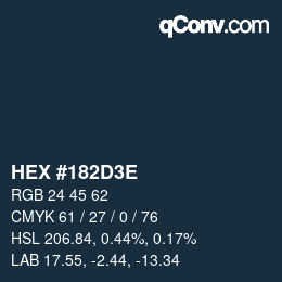 Farbcode: HEX #182D3E | qconv.com