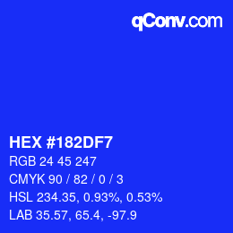 Color code: HEX #182DF7 | qconv.com