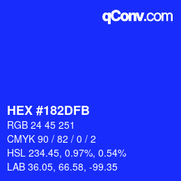 カラーコード: HEX #182DFB | qconv.com