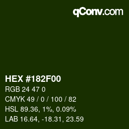 カラーコード: HEX #182F00 | qconv.com