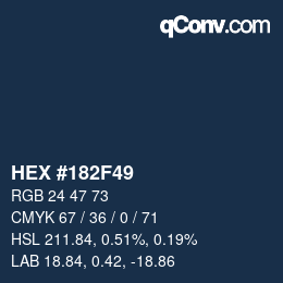 Color code: HEX #182F49 | qconv.com