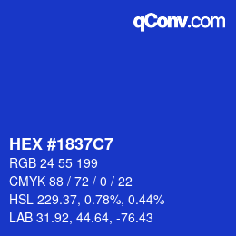 カラーコード: HEX #1837C7 | qconv.com