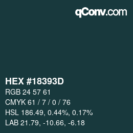 Code couleur: HEX #18393D | qconv.com