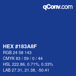 カラーコード: HEX #183A8F | qconv.com