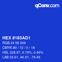 カラーコード: HEX #183AD1 | qconv.com