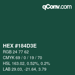 Color code: HEX #184D3E | qconv.com